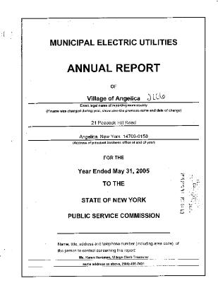 Municipal electric utilities annual report of the Village of Angelica to the Public Service Commission, 2005