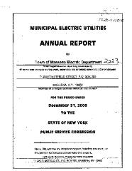 Municipal electric utilities annual report of the Town of Massena Electric Department to the Public Service Commission, 2008