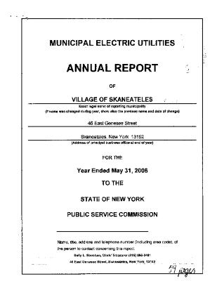 Municipal electric utilities annual report of the Village of Skaneateles to the Public Service Commission, 2006