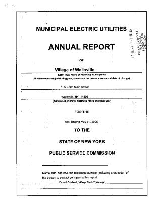 Municipal electric utilities annual report of the Village of Wellsville to the Public Service Commission, 2006