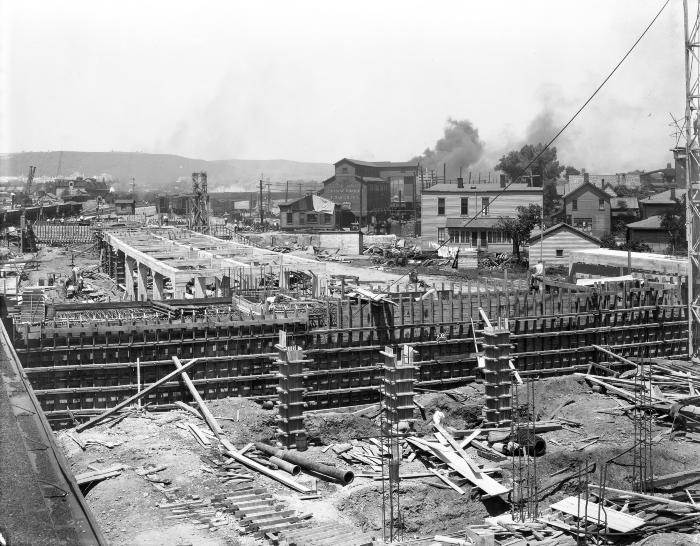 Concrete pillars construction, Elmira, NY