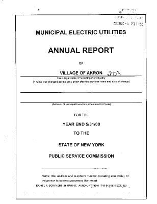 Municipal electric utilities annual report of the Village of Akron to the Public Service Commission, 2008