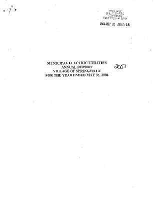 Municipal electric utilities annual report of the Village of Springville to the Public Service Commission, 2006