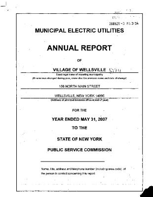 Municipal electric utilities annual report of the Village of Wellsville to the Public Service Commission, 2007