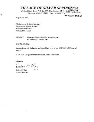 Municipal electric utilities annual report of the Village of Silver Springs to the Public Service Commission, 2005