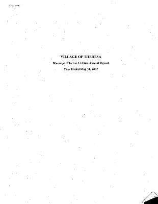 Municipal electric utilities annual report of the Village of Theresa to the Public Service Commission, 2007