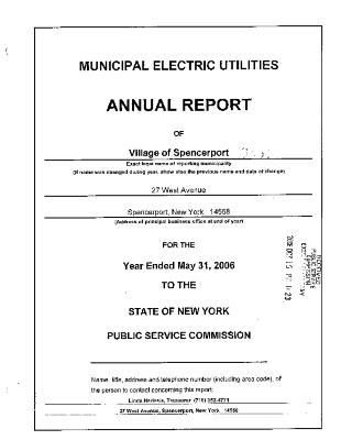 Municipal electric utilities annual report of the Village of Spencerport to the Public Service Commission, 2006