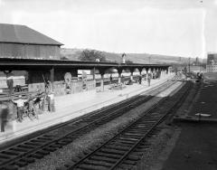 Delaware, Lackawanna, and Western Railroad boarding platform stair enclosure construction, Elmira, NY