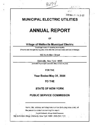 Municipal electric utilities annual report of the Village of Wellsville to the Public Service Commission, 2008