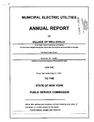 Municipal electric utilities annual report of the Village of Wellsville to the Public Service Commission, 2005