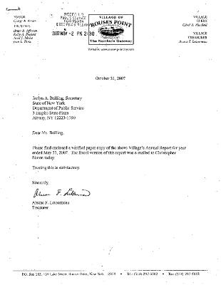 Municipal electric utilities annual report of the Village of Rouses Point to the Public Service Commission, 2007