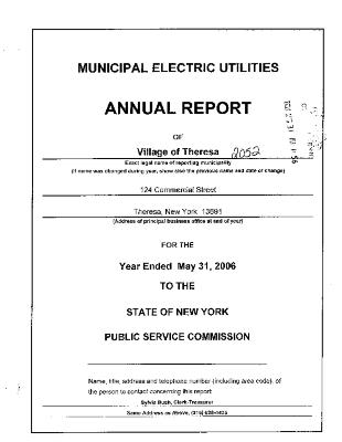 Municipal electric utilities annual report of the Village of Theresa to the Public Service Commission, 2006