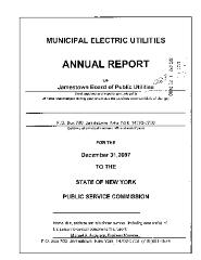 Municipal electric utilities annual report of the Jamestown Board of Public Utilities to the Public Service Commission, 2007
