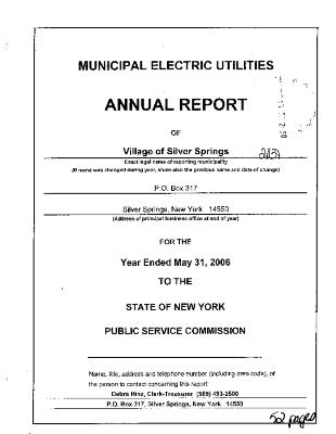 Municipal electric utilities annual report of the Village of Silver Springs to the Public Service Commission, 2006