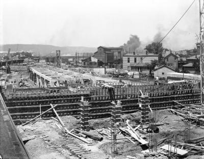 Concrete pillars construction, Elmira, NY
