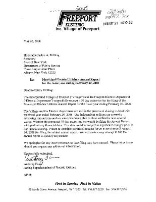 Municipal electric utilities annual report of Freeport Electric to the Public Service Commission, 2008