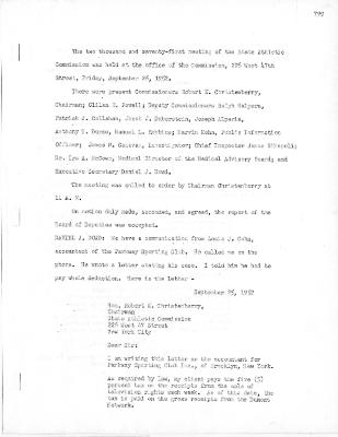 New York State Athletic Commission Minutes, September - October 1952