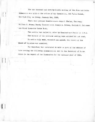 New York State Athletic Commission Minutes, January - March 1936