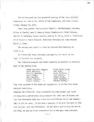 New York State Athletic Commission Minutes, January - February 1952