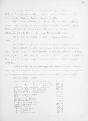 New York State Athletic Commission Minutes, August - December 1923