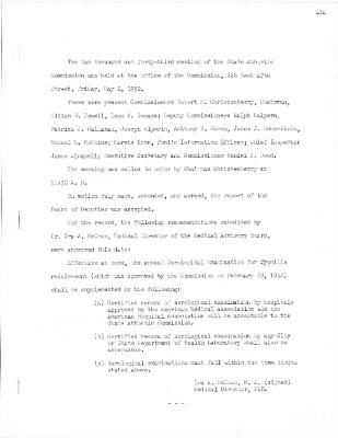 New York State Athletic Commission Minutes, May - June 1952