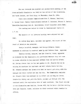 New York State Athletic Commission Minutes, June - December 1944