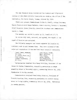 New York State Athletic Commission Minutes, October - December 1950