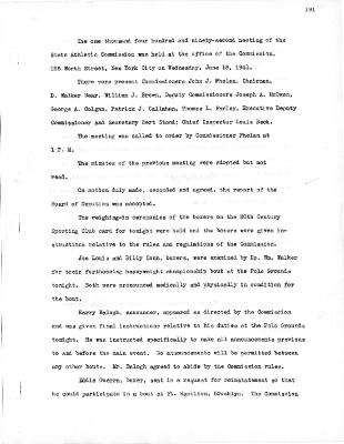 New York State Athletic Commission Minutes, June - December 1941