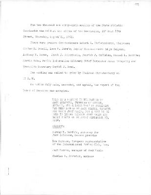 New York State Athletic Commission Minutes, August - September 1952