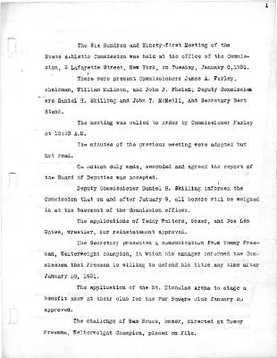 New York State Athletic Commission Minutes, January - June 1931