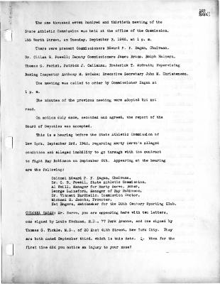 New York State Athletic Commission Minutes, September - October 1946