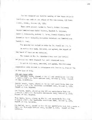 New York State Athletic Commission Minutes, October - December 1951