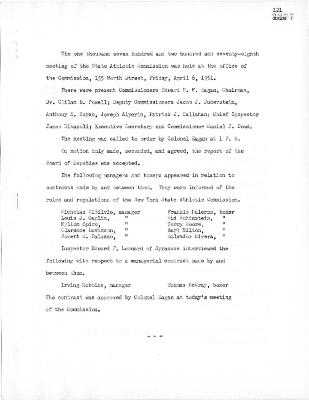 New York State Athletic Commission Minutes, April - June 1951