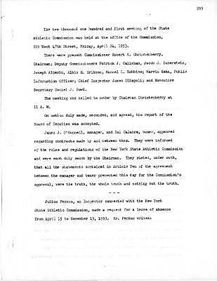 New York State Athletic Commission Minutes, April - June 1953