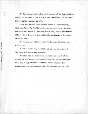 New York State Athletic Commission Minutes, January - February 1953