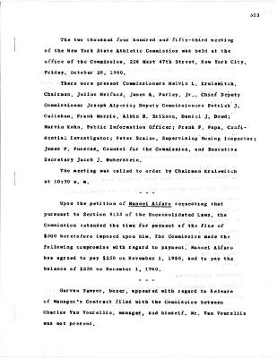 New York State Athletic Commission Minutes, October - December 1960