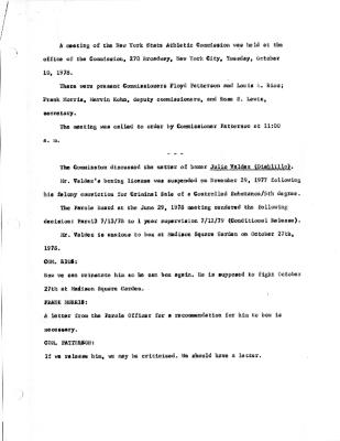 New York State Athletic Commission Minutes, October - November 1978