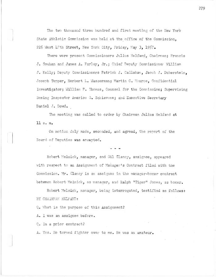 New York State Athletic Commission Minutes, May - June 1957