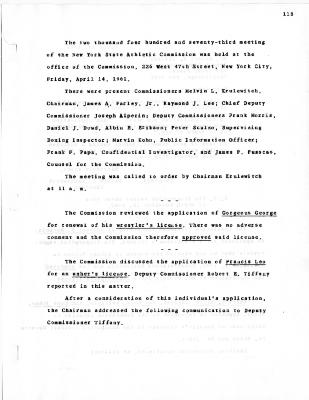 New York State Athletic Commission Minutes, April - June 1961