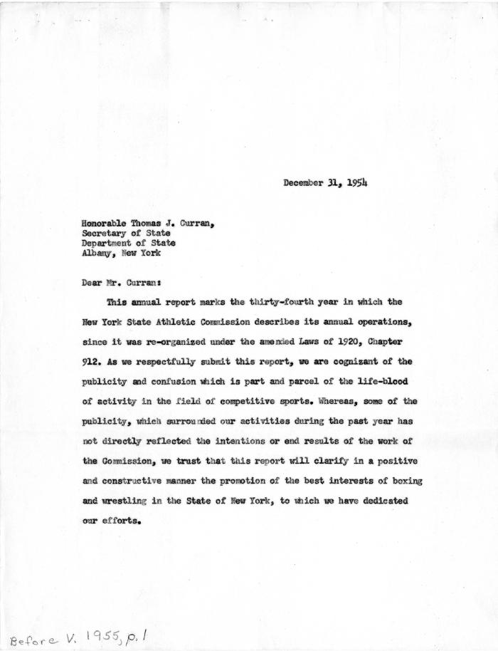 New York State Athletic Commission Minutes, January - February 1955