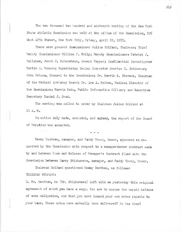 New York State Athletic Commission Minutes, April - June 1955