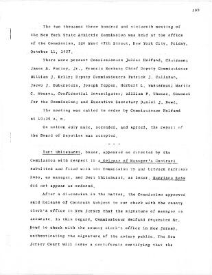 New York State Athletic Commission Minutes, October - December 1957