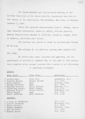 New York State Athletic Commission License Committee Minutes, 1926