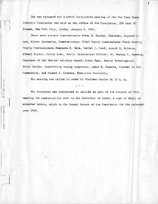 New York State Athletic Commission Minutes, January - March 1967