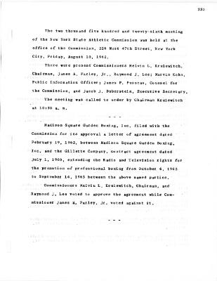 New York State Athletic Commission Minutes, August - December 1962