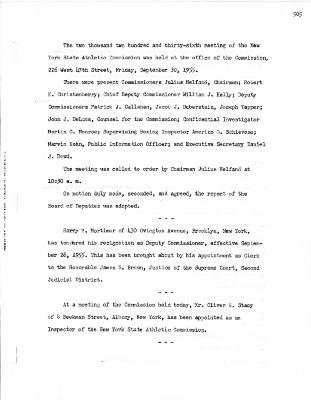 New York State Athletic Commission Minutes, September - December 1955