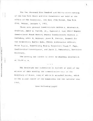 New York State Athletic Commission Minutes, January - April 1963