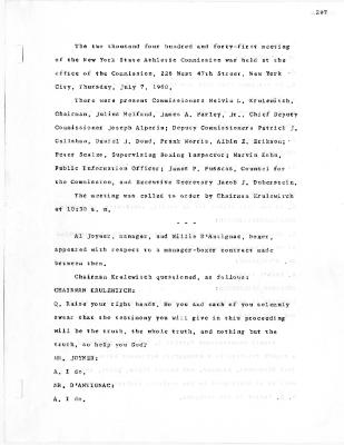 New York State Athletic Commission Minutes, July - September 1960