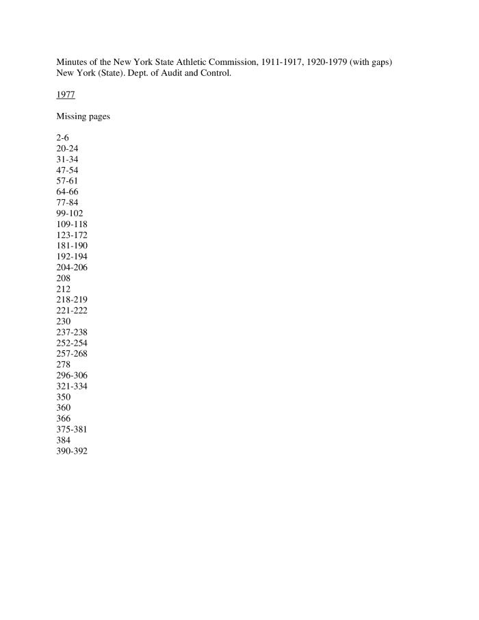 New York State Athletic Commission Minutes, January - September 1977