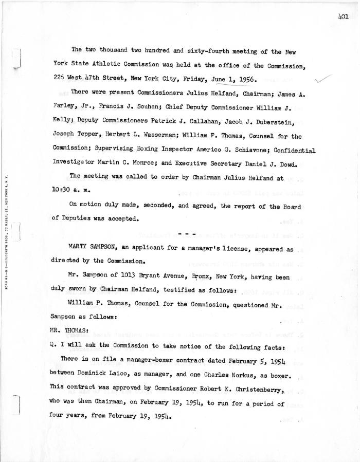 New York State Athletic Commission Minutes, June - July 1956